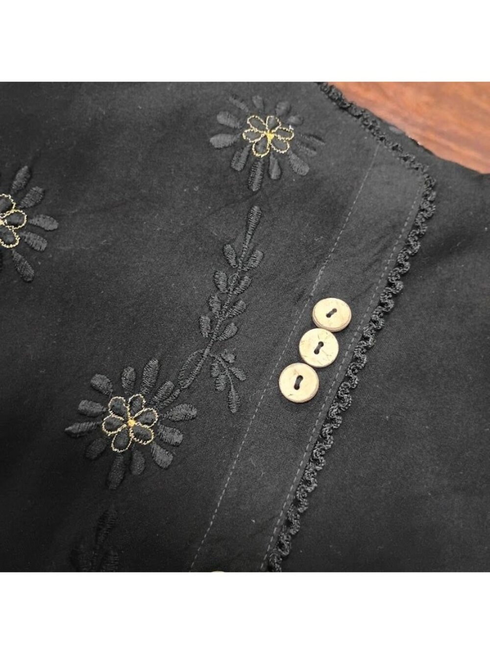 Raya Sun XL Black Boho Embroidered Dress Leopard Whimsy Artsey - Picture 13 of 13